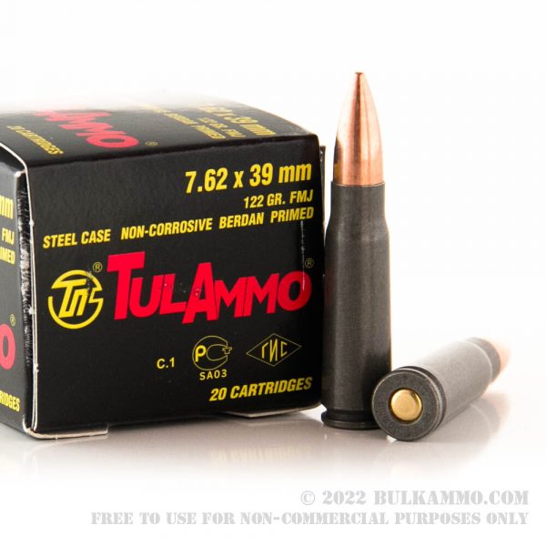 1000 Rounds of 7.62x39mm Ammo by Tula - 122gr FMJ