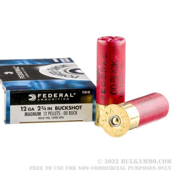 250 Rounds of 12ga Ammo by Federal Power Shok - 00 Buck